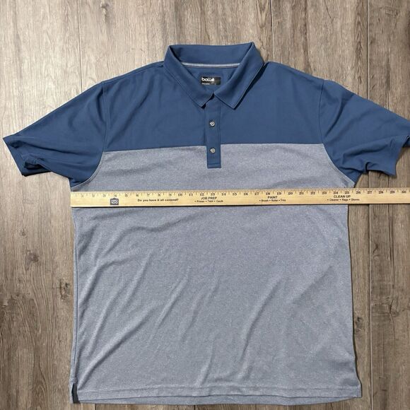 Bolle Polo Shirt Mens XXL 2XL Golf Performance Moisture‎ Wicking Blue Colorblock - Picture 4 of 7